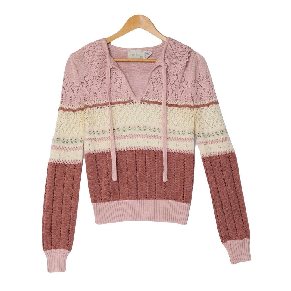 Vintage 1970s‎ pointelle sweater cottage romantic pastel sweet